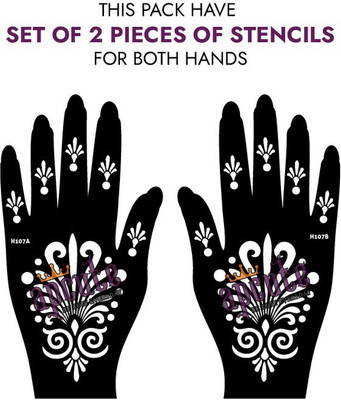 APCUTE Mehendi Stencil Reusable Combo Set of 2 Piece|Henna Tattoo stencil Design(Design No - H107)