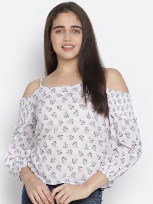 OXOLLOXO Casual Floral Print Women White Top