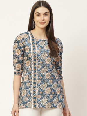 FABRIC FITOOR Casual Printed Women Blue Top