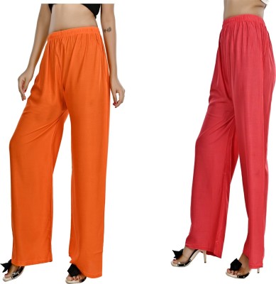 LETZ DEZINE Relaxed Women Orange, Pink Trousers