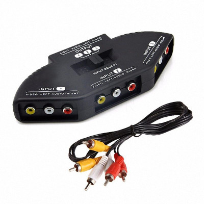 microware  TV-out Cable Way Audio Video Av Rca Composite Switch Splitter+Cable(Multicolor, For TV)