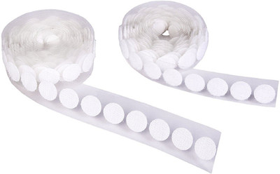 Vardhman Strong self adhesive back Hook And Loop Dot Fasteners 100 set , 18 mm ( 3/4 inch ) color white Sew-on Velcro(White)