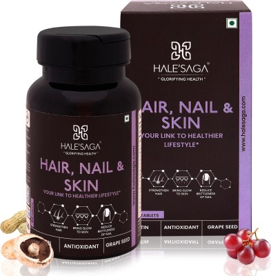 Halesaga Biotin for Hair Growth with Bhringraj & Niacinamide for Hair, Glowing Skin & Nail(60 Tablets)