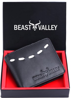 BEAST VALLEY Men Black Genuine Leather Wallet(3 Card Slots)