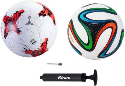 HACKERX Set of Russia & Brazuca Football With Air Pump Football - Size: 5(Standard, Pack of 3)