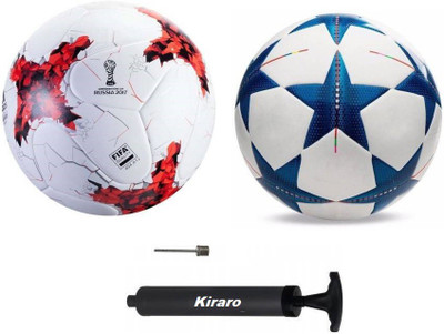 HACKERX Set of Russia & BlueStar Football With Air Pump Football - Size: 5(Standard, Pack of 3)