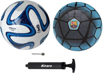 HACKERX Set of FCB & BrazucaBlue Football With Air Pump Football - Size: 5(Standard, Pack of 3)