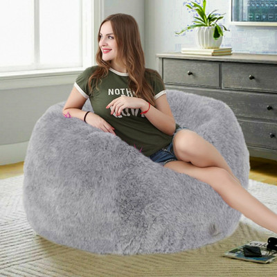 Deeku Art XXXL Tear Drop Bean Bag Cover  (Without Beans)(Grey) deal from flipkart