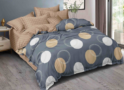 Laying Style Cotton Double King Sized Bedding Set(Grey, Microfiber Havy Glace Cotton AC Comforter Set King Size Double Bed with 1 Flat bedsheet-90x100 inch and 2 Pillow Covers II 4 pc Bedding Set-Multicolor)