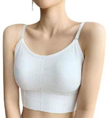 INFINIUM Sports Full Coverage Cami Bra For Women Women Cami Bra Lightly Padded Bra(White)
