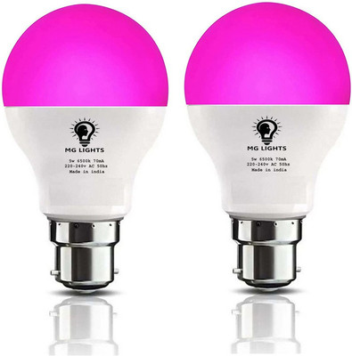 mg lights 5 W Basic Arbitrary B22 LED Bulb(Pink, Pack of 2)