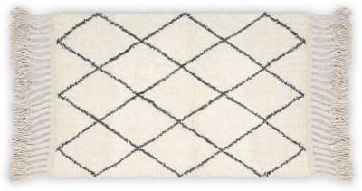 Savon White, Black Wool Area Rug(2 ft,  X 3 ft, Rectangle)