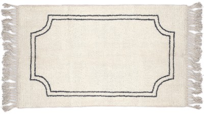 Savon White, Black Wool Area Rug(3 ft,  X 5 ft, Rectangle)
