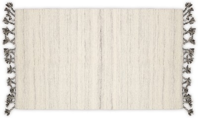 Savon White, Grey Wool Area Rug(3 ft,  X 5 ft, Rectangle)