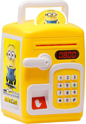 Kp Enterprise Money Safe Kids Piggy Savings Bank with Finger Print Sensor (Yellow) Coin Bank(Yellow)
