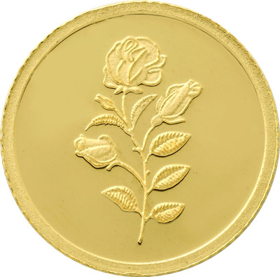 Bangalore Refinery Rose Coin 24 (999) K 1 g Yellow Gold Coin