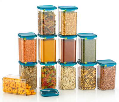 Flipkart SmartBuy Plastic Grocery Container  - 1100 ml(Pack of 12, Clear)