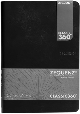 Zequenz A5 Size 14.8 x21cm Lined Signature Lite Note Book 70gsm 360 Degree Flexible A5 Notebook Blank 200 Pages(Black)
