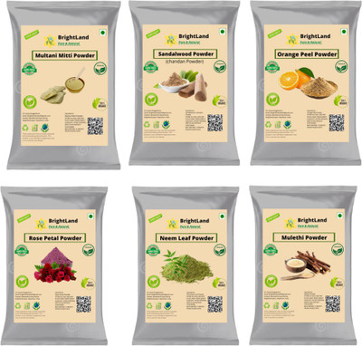 Brightland multani mitti, Sandalwood ,Neem ,orange,rose , Mulethi all powder 50gm each(300 g)