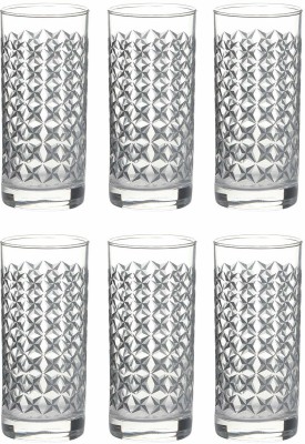 LUMINARC (Pack of 6) Made in UAE Highball Aldwin Decorated Tumbler 270ml Glass Set Water/Juice Glass(270 ml, Glass, Grey, Clear)