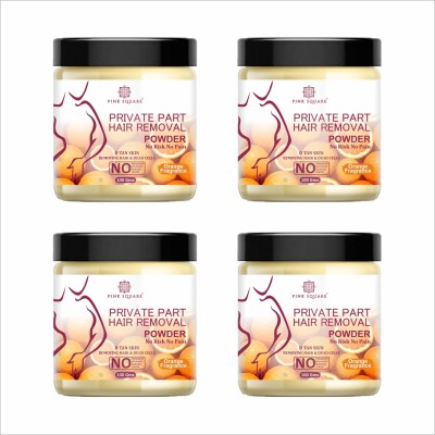 Pink Square Orange Fragrance Private Part Hair Removal Powder Combo Pack Of 4 100g(400g Wax(400 g, Set of 4)