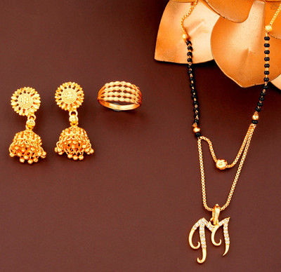 Vraj india Copper Gold-plated Gold, Black Jewellery Set(Pack of 1)