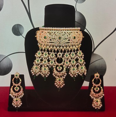 RAJWADI PAHANAWA Brass Gold-plated Green, Red Jewellery Set(Pack of 1)