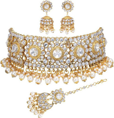 CATALYST Alloy Gold-plated White Jewellery Set(Pack of 1)