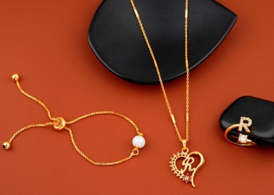 Bright STYLE Metal, Alloy Gold-plated Gold, White Jewellery Set(Pack of 1)