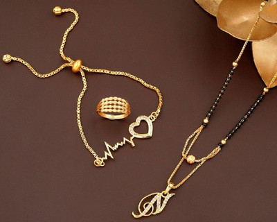 Vraj india Alloy Gold-plated Gold, Black Jewellery Set(Pack of 1)