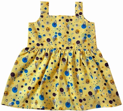 PRACHALAN Baby Girls Midi/Knee Length Casual Dress(Yellow, Sleeveless)