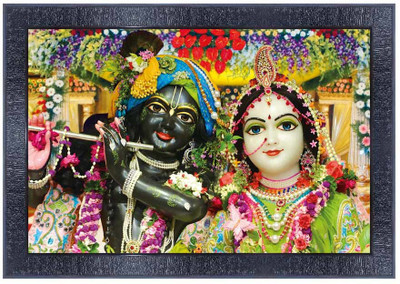 pnf Poster And Frame Radha Krishna Wooden Photo Frame | Best Gift For Decoration Digital Reprint 10 inch x 14 inch Painting(With Frame)