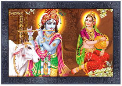 pnf Radha Krishna Wood Photo Frames with Acrylic Sheet Digital Reprint 14 inch x 10 inch Painting(With Frame)