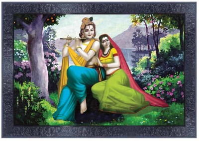 pnf Radha Krishna Wood Photo Frames with Acrylic Sheet (Glass)13626 Digital Reprint 10 inch x 14 inch Painting(With Frame)