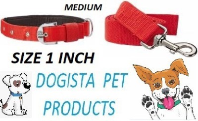 DOGISTA DOG & CAT NYLON PADDED SET 1 INCH Dog & Cat Collar & Leash(Medium, NYLON PADDED SET SIZE 1 INCH)