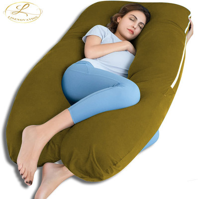 Jaipurlinen Microfibre Solid Pregnancy Pillow Pack of 1(Olive Green)