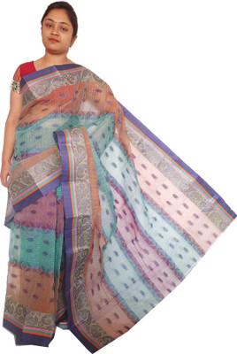 Mayabi Woven Tant Pure Cotton Saree(Multicolor)