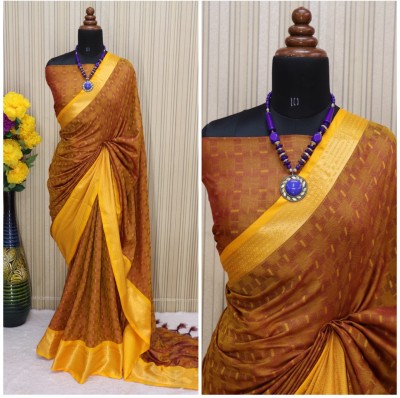 VRINDITA FASHION Self Design, Temple Border, Woven, Solid/Plain Assam Silk Art Silk, Cotton Silk Saree(Orange)