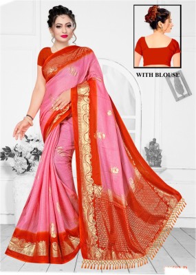 Stylish Sarees Printed Bollywood Cotton Blend Saree(Maroon, Pink)