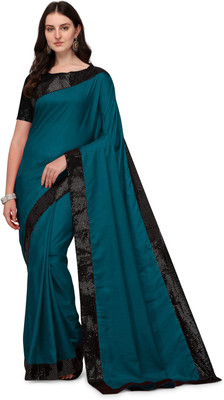 Parmila Fashion Solid/Plain Banarasi Art Silk Saree(Blue)