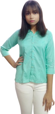 PRACHALAN Girls Solid Casual Light Green Shirt