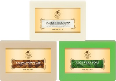 Khadi Ark Natural Donkey Milk + Aloe vera + Sandalwood (Chandan) Soap Combo Pack(3 x 125 g)