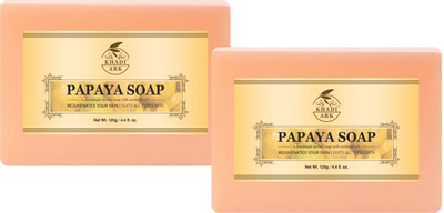 Khadi Ark Natural Papaya Soap Enrich with Vitamin C Reduce Dark Spots Blemishes and Scars(2 x 125 g)