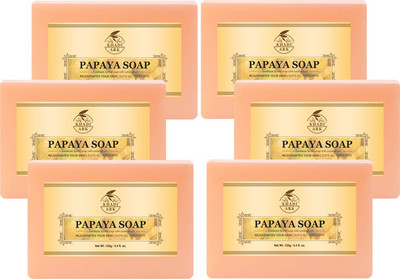 Khadi Ark Natural Papaya Soap Enrich with Vitamin C Reduce Dark Spots Blemishes and Scars(2 x 375 g)