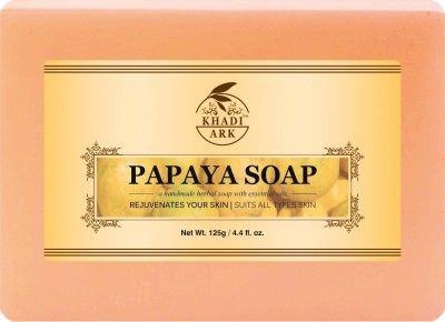 Khadi Ark Natural Papaya Soap Enrich with Vitamin C Reduce Dark Spots Blemishes and Scars(125 g)