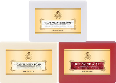 Khadi Ark Natural Camel Milk + Red Wine + Transparent Base Soap Combo Pack Combo Pack(3 x 125 g)