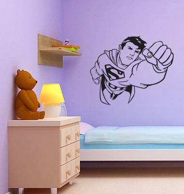 JNM Enterprise 40 cm Superman ' Wall Sticker (PVC Vinyl, 40 cm x 25 cm, Black) Self Adhesive Sticker(Pack of 1)