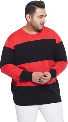 bigbanana Colorblock Round Neck Casual Men Black Sweater