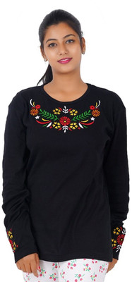 GOKUL FASHION Printed Women Round Neck Black T-Shirt