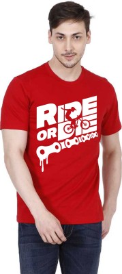 HOBBSION Typography Men Round Neck Red T-Shirt